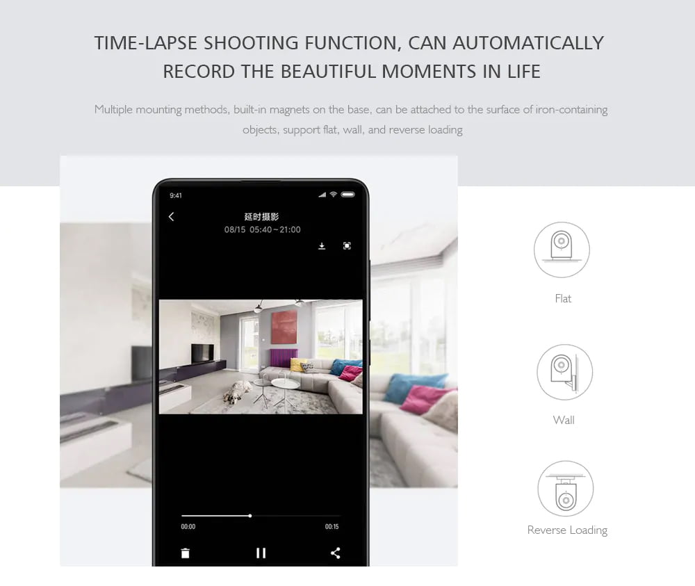 urn on time-lapse shooting and record good times Automatically record the sunrise and sunset for you, record the good life of you and your family and pets. Compress your day into a short video, so you can see the excitement that the naked eye can't capture.