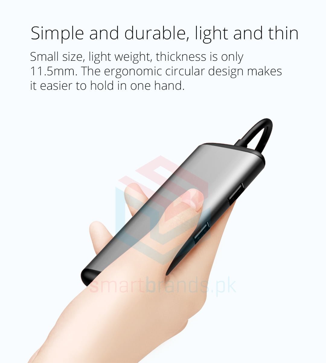 Simple and durable, light and thin. Small size, light weight, thickness is only 11.5mm. The ergonomic circular design makes it easier to hold in one hand.