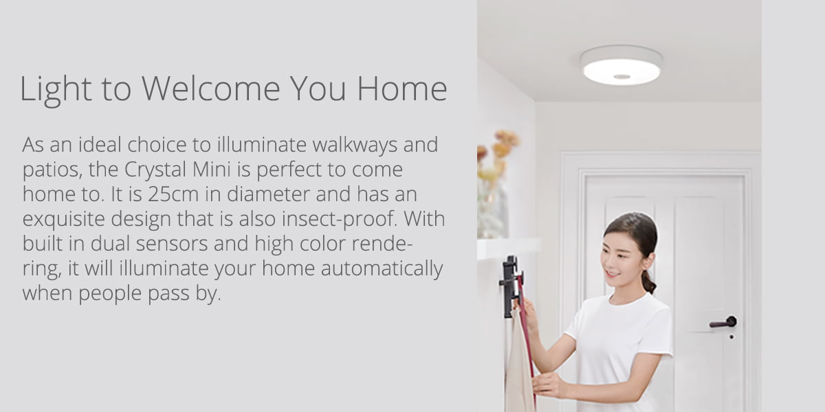 As an ideal choice to illuminate walkways and patios, the Crystal Mini is perfect to come home to. It is 25cm in diameter and has an exquisite design that is also insect-proof. With built in dual sensors and high color rendering, it will illuminate your home automatically when people pass by.