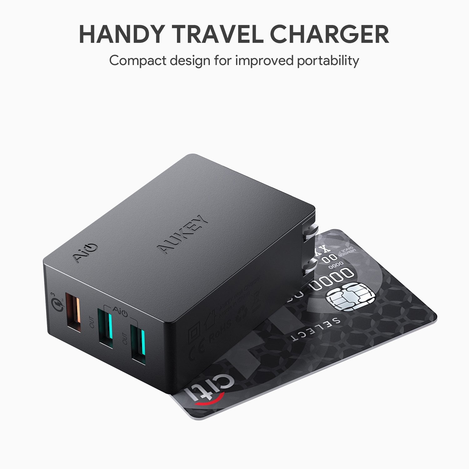 HANDY TRAVEL CHARGER Compact design for improved portability