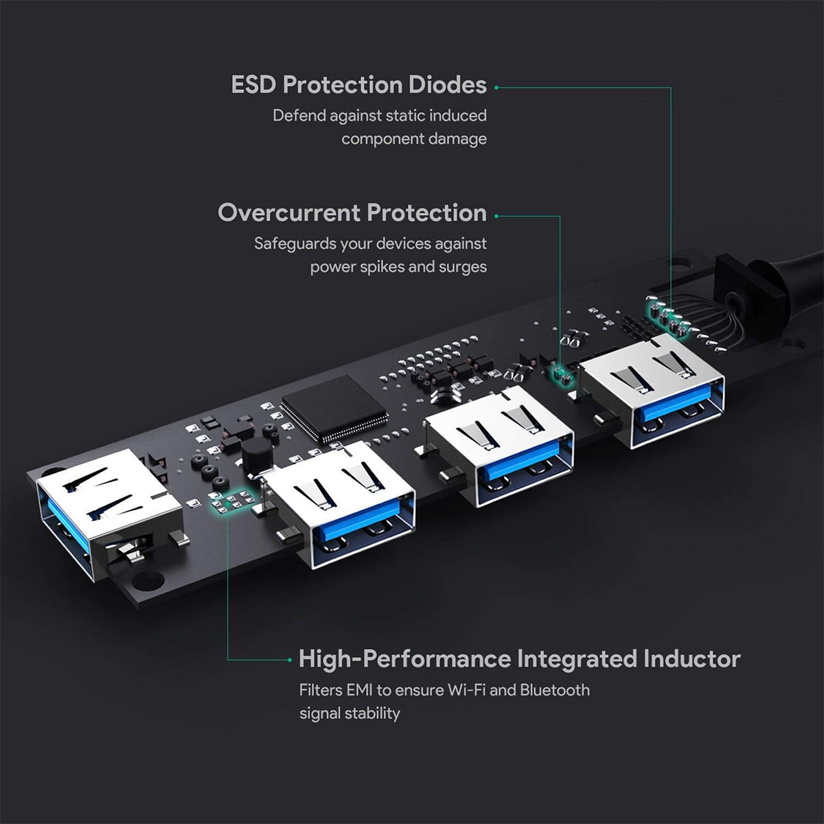 ESD Protection Diodes Defend against static induced component damage )vercurrent Protection Safeguards your devices against power spikes and surges