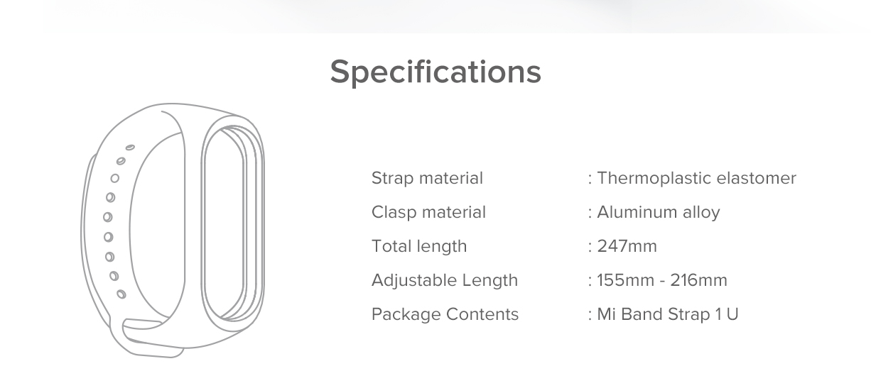 Mi band 4 strap Specifications