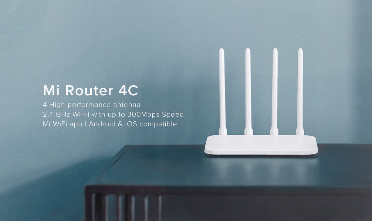 Mi Router 4C 4 High-performance antenna 2.4 GHz Wi-Fi with up to 300Mbps Speed Mi WiFi app I Android & iOS compatible