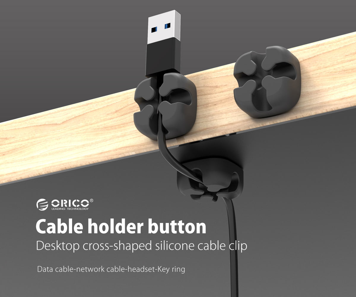 Cable holder button Desktop cross-shaped silicone cable clip Data cable-network cable-headset-Key ring