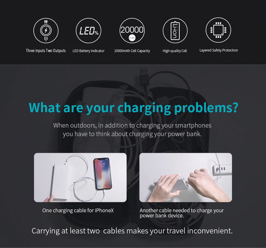 What are your charging problems? When outdoors, in addition to charging your smartphones you have to think about charging your power bank.