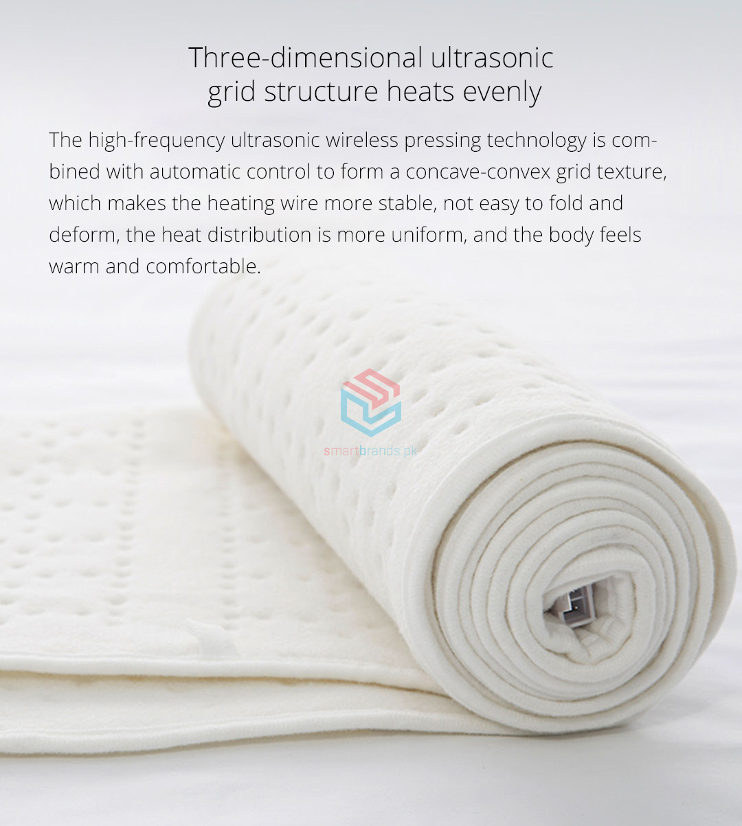 The high-frequency ultrasonic wireless pressing technology is combined with automatic control to form a concave-convex grid texture, which makes the heating wire more stable, not easy to fold and deform, the heat distribution is more uniform, and the body feels warm and comfortable.