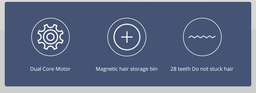 Dual Core Motor Magnetic hair storage bin 28 teeth not stuck hair