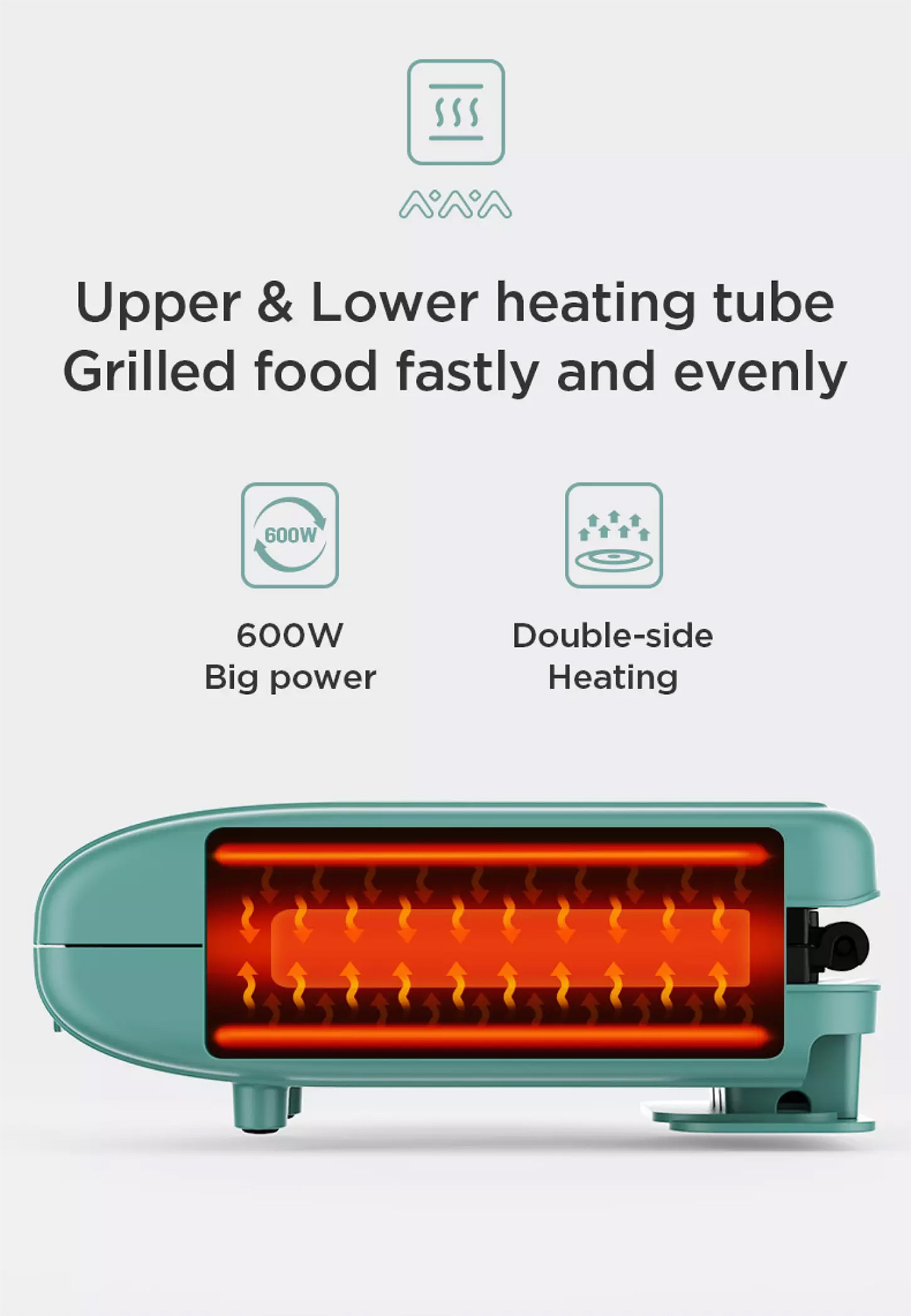 Upper & Lower heating tube Grilled food fastly and evenly