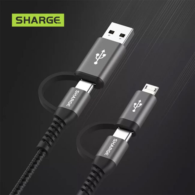 Sharge 4 in 1 Tensile Braided Data cable 3A 1.2 meter