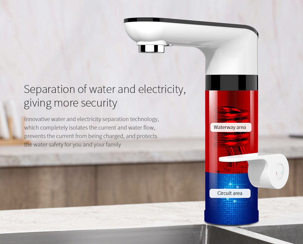 Separation of water and electricity, giving more security Innovative water and electricity separation technology, which completely isolates the current and water flow, prevents the current from being charged, and protects water safety for you and your family