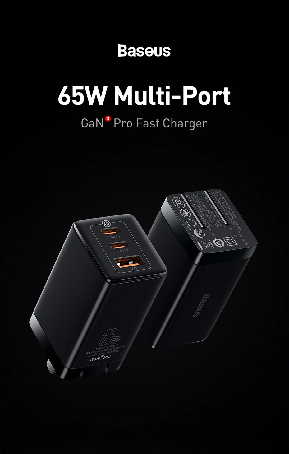 65W Multi-Port GaN3 Pro Fast Charger