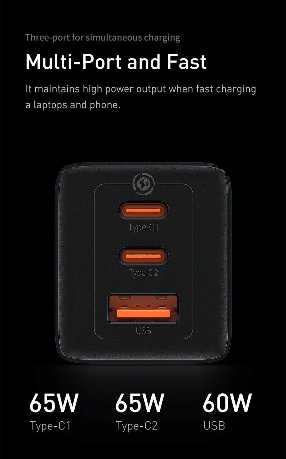 Multi-Port and Fast It maintains high power output when fast charging a laptops and phone.