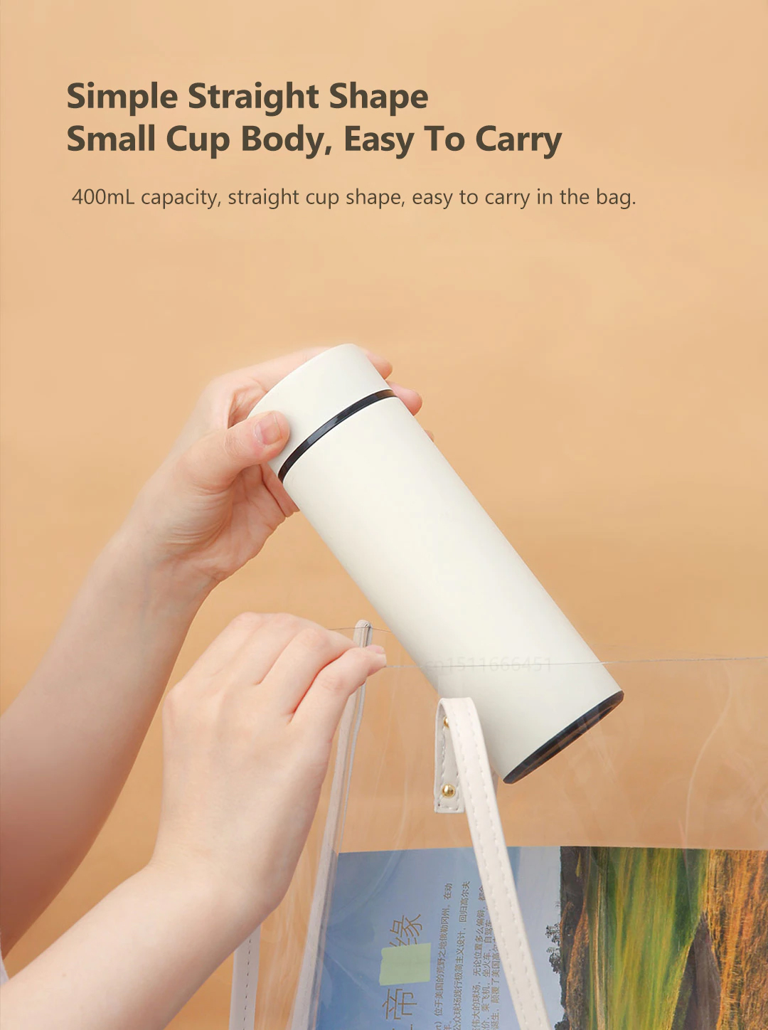 400mL capacity, straight cup shape, easy to carry in the bag.