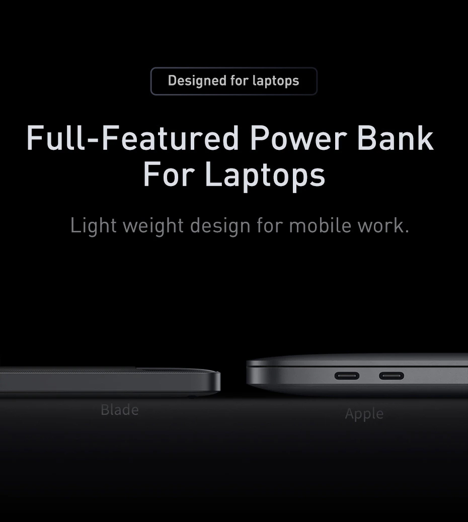 Full-Featured Power Bank For Laptops Light weight design for mobile work.