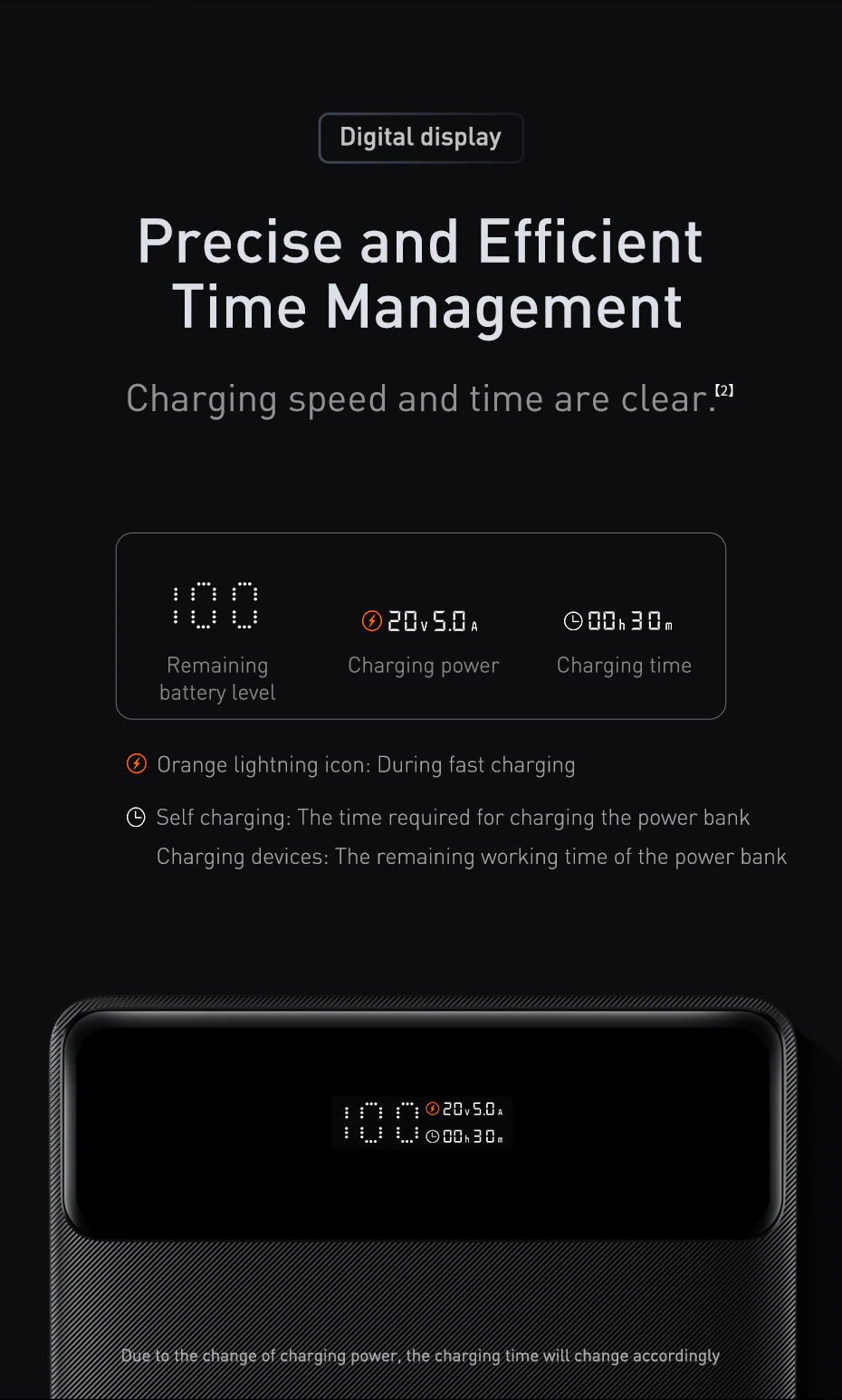 Precise and Efficient Time Management Charging speed and time are clear