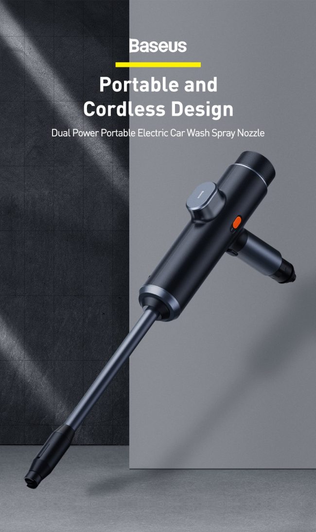 Baseus Dual Power Portable Electric Car Wash Spray Nozzle Smart