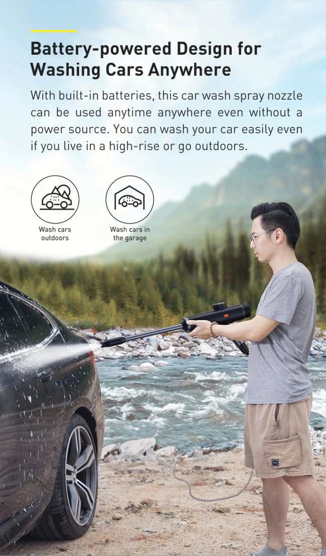 Baseus Dual Power Portable Electric Car Wash Spray Nozzle Smart